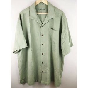 Tommy Bahama 100% Silk Green Button-Down
